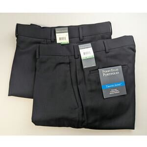 Perry Ellis Portfolio Travel Luxe Pants set of 2 Size 34 x 30 Black Trousers